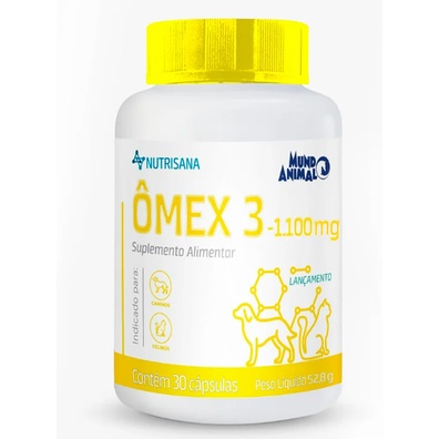 Nutrisana Omex 3 1100mg 30 Cápsulas Suplemento para Cães e Gatos Mundo Animal - Pets