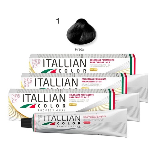 Kit 6 Tinta De Cabelo Profissional Itallian Color 1.0 Preto