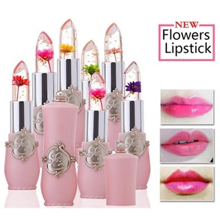 1pcs Conjunto De Batons / Batom Hidratante Com Flor Transparente De Cristal / Muda De Cor De Longa Duração
