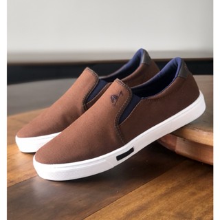 Tenis Masculino Sapatenis Polo Joy Slip On Iate Calce Fácil Elástico Marrom Café