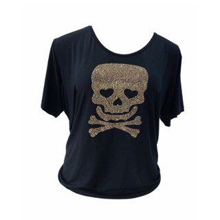 Blusa M ao G5 com aplicação em pedras caveira