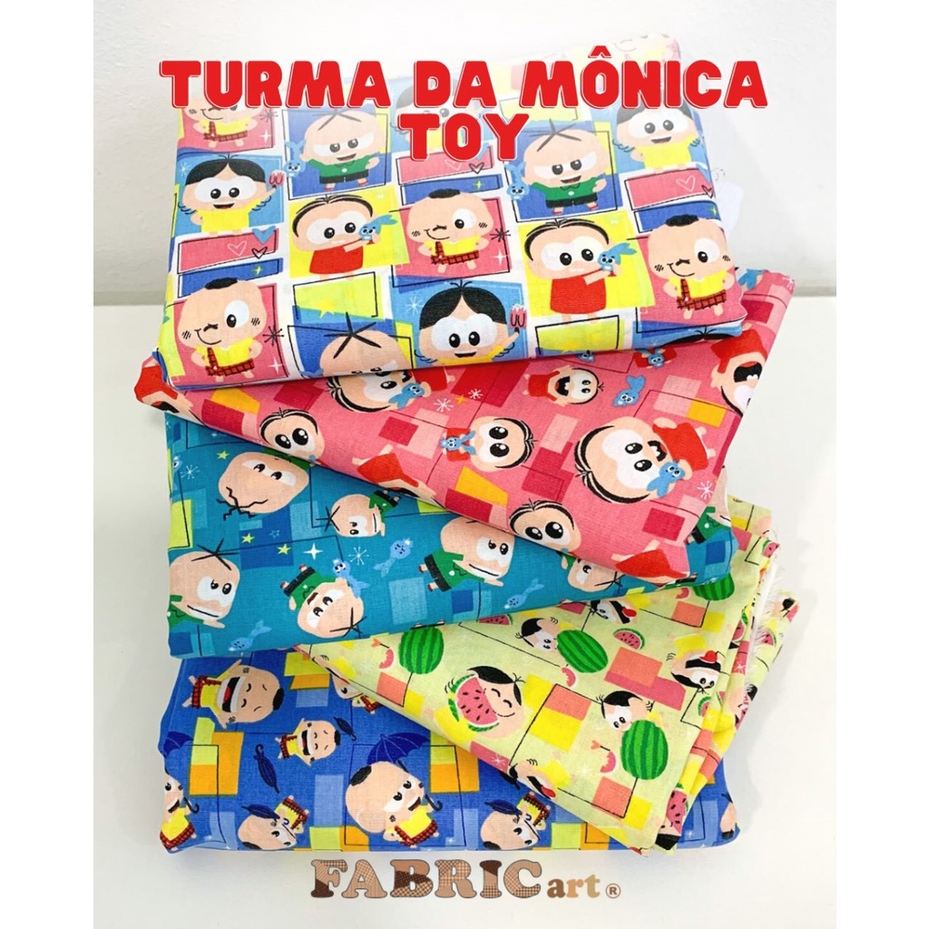 Tecido Tricoline 100% algodão - Licenciado Turma da Monica - Cortes 50x75cm ou 50x150cm em Oferta na Shopee