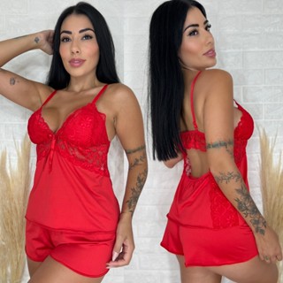 Short Doll Sexy com Renda Confortável Sensual Pijama Linha Noite Roupa de Dormir Kayene - BeLIT Linha Noite