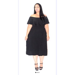 Vestido Longuete Babado Ombro a Ombro/ Do Tamanho P ao XG