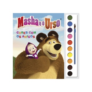 Livro com Aquarela Masha e o Urso Cores com os Amigos em Oferta na Shopee