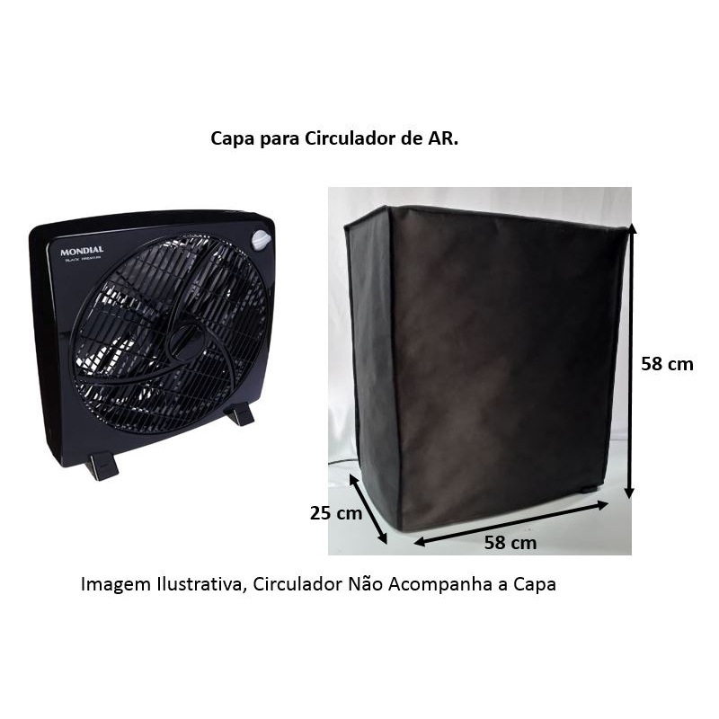 Capa para Circulador de Ar Portátil Confeccionada sob Medida A x L x P (58 x 58 x 25) cm em TNT Grosso e Resistente.