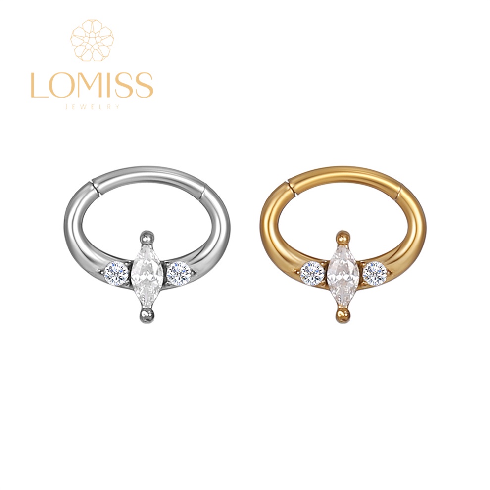Piercing Orelha Argola Oval Aço Cirúrgico Pvd Zircônia《Lomiss  piercing》 em Oferta na Shopee