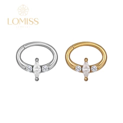 Piercing Orelha Argola Oval Aço Cirúrgico Pvd Zircônia《Lomiss piercing》