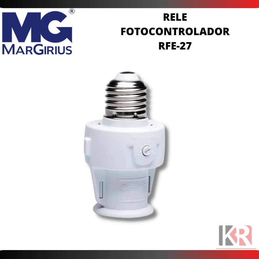 Rele Foto celula com soquete Foto controlador bocal E27 Acende de noite apaga de dia  - Margirius RFE-27