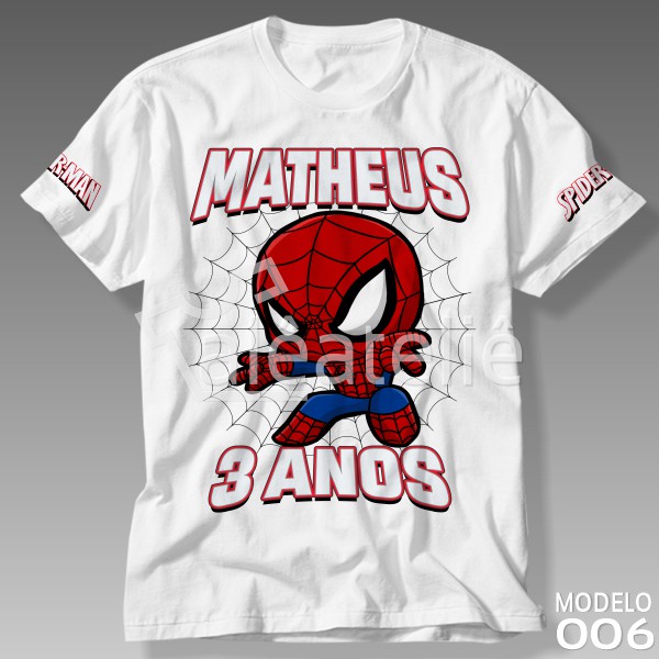 Camiseta Homem Aranha Camisa Spiderman Festa Aniversario Personalizada em Oferta na Shopee