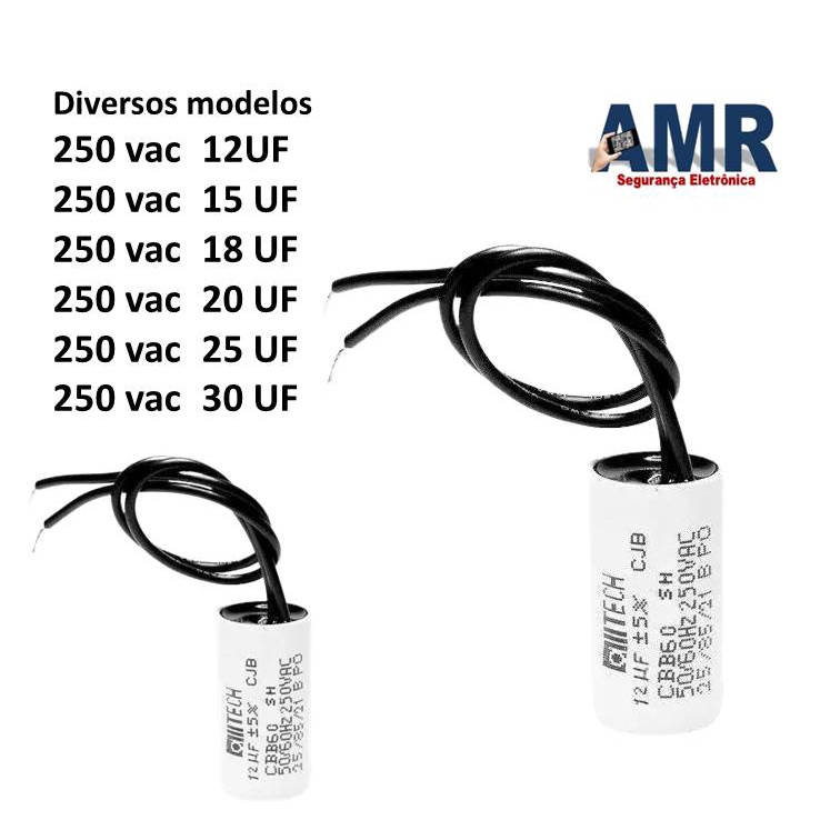 Capacitor 15 uf - 250Vac 12uf, 15uf, 18uf, 20uf, 25uf, 30uf, 35uf, 40uf Motor Portão Eletrônico und
