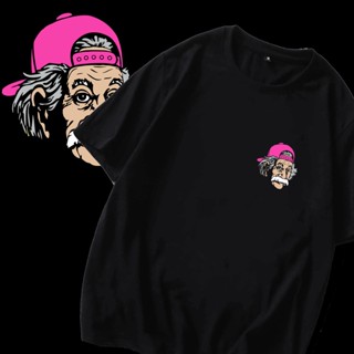 Blusa Masculina Einstein Bone Style Camiseta preta de algodão