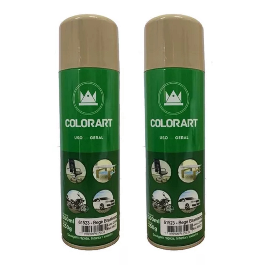 02 Tinta Spray Bege Brastemp Metal Madeira Plastico 300ml Colorart