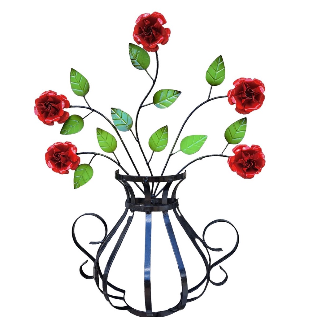 Aplique De Parede Em Ferro Com Flores Artesanal Decoração em Oferta na Shopee