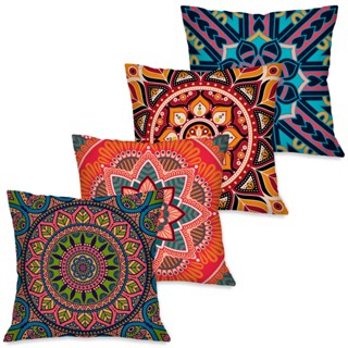 Kit 4 Capas de Almofadas 45x45 Mandalas Urbanas Dcorô