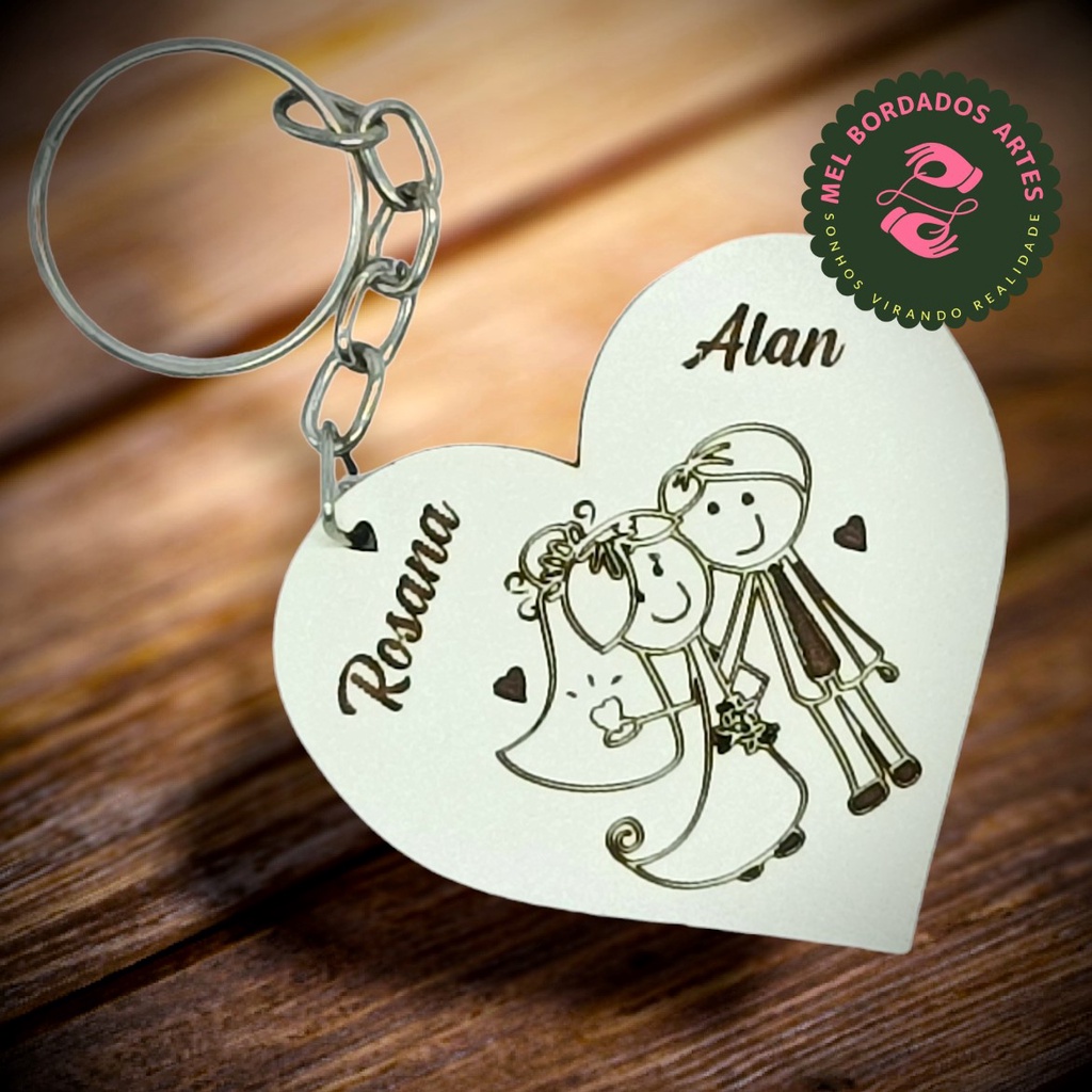 Chaveiro Coração Lembrancinha Casamento Noiva Noivos Personalizado