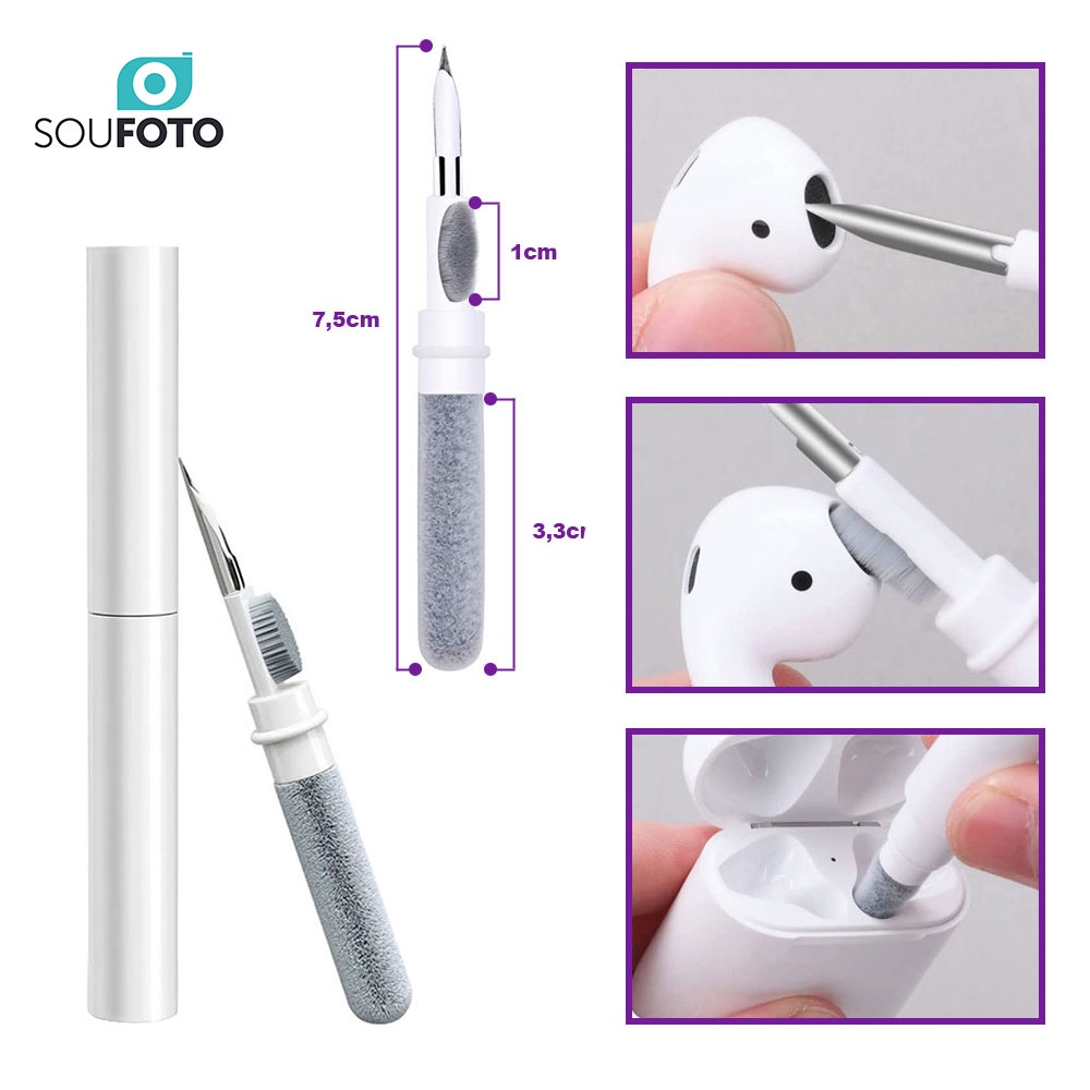 Caneta de Limpeza 3 em 1 para Fones de Ouvido Bluetooth, Celular e Teclados CL-01 Sou Foto