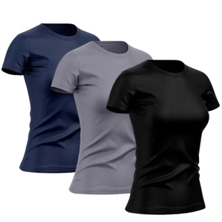 Kit 3 Camisetas Dry Fit Feminina Academia Treino Corrida Proteção UV Premium em Oferta na Shopee