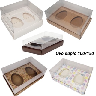Caixa para Ovo de Colher Duplo 100g/150g (20x13x8,8cm) - 05 - unidades - ASSK - Kafe Embalagens em Oferta na Shopee
