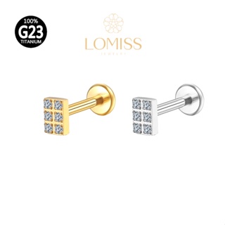 Piercing Labret banhado PVD GOLD 18k TitÂnio G23 Quadrado ZircÔnia《Lomiss  piercing》 em Oferta na Shopee