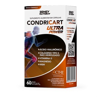 Condricart Ultra Power Colágeno Tipo II + Vitamina D3 + Magnésio + Ácido Hialurônico + MSM 60 Cápsulas Sidney Oliveira