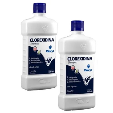 KIT C/ 2 UND SHAMPOO CLOREXIDINA WORLD 500ML - USO VETERINARIO