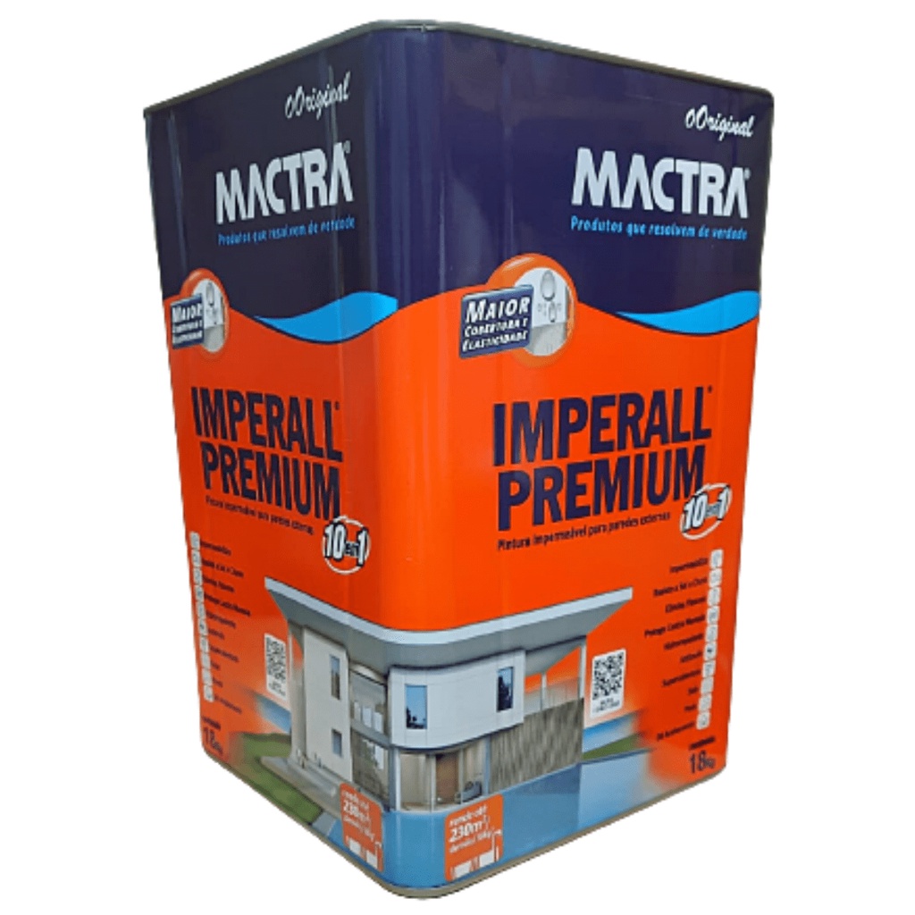 Tinta Impermeabilizante Emborrachada Imperall 10 em 1 Mactra 18 kg Branco Para Parede Externa, Antimofo, Contra Chuva e Infiltração