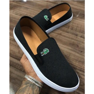 Tênis Iate Lacoste Iate Masculino Preto Casual/Slip On/Sem Cardaço/Sapatenis Lacoste/Promoção