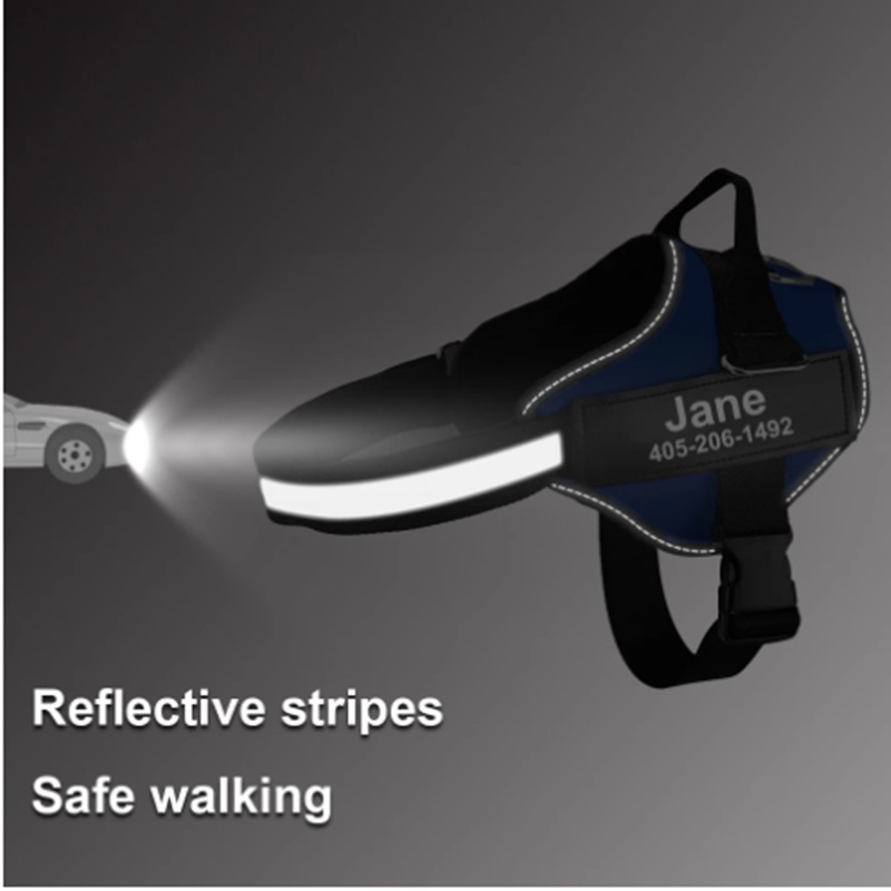 Pet Harness Personalized Dog Harness Reflective Breathable Adjustable Vest For Small Large Dog Walk NO PULL Training Acc