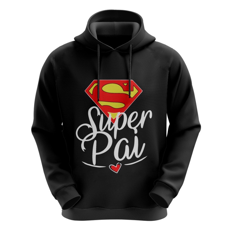 Blusa De Moletom Sublimado Preto Paizão Super Pai Pronta Entrega