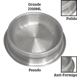 Comedouro Bebedouro Alumínio Pesado Cachorro Gato Anti Formiga G 2,2L