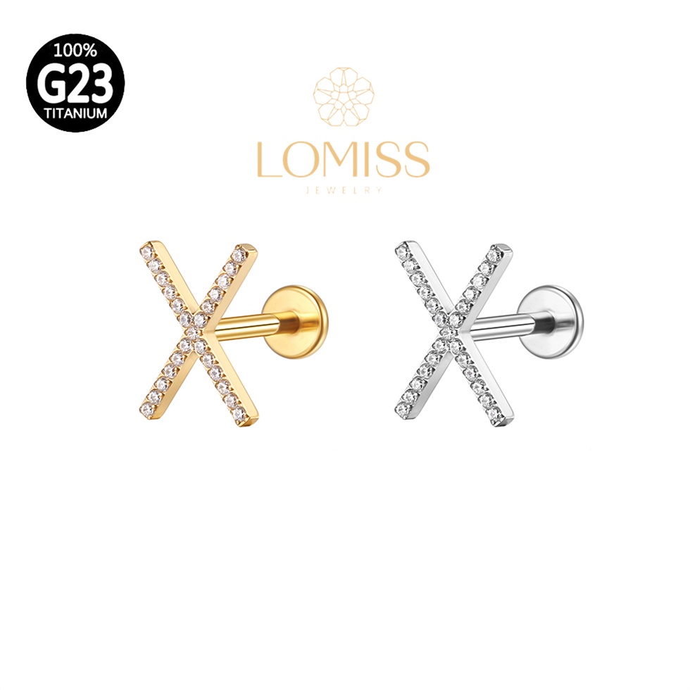 Piercing Helix Conch Labret Titânio Pvd X Zircônia Cravejada Lomiss piercing em Oferta na Shopee