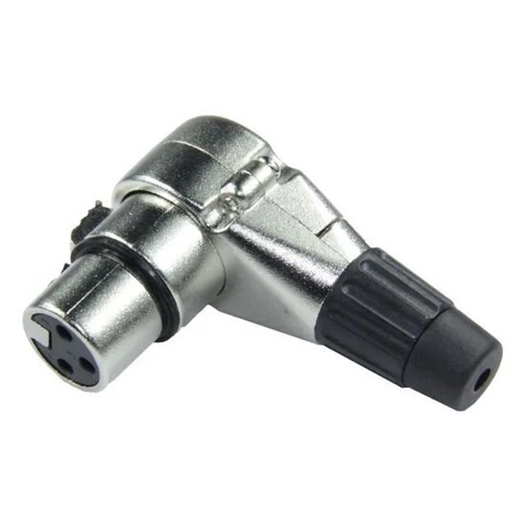 Plug Conector Canon XLR 90 Graus em L Fêmea Banhado a Ouro HJH HX1065