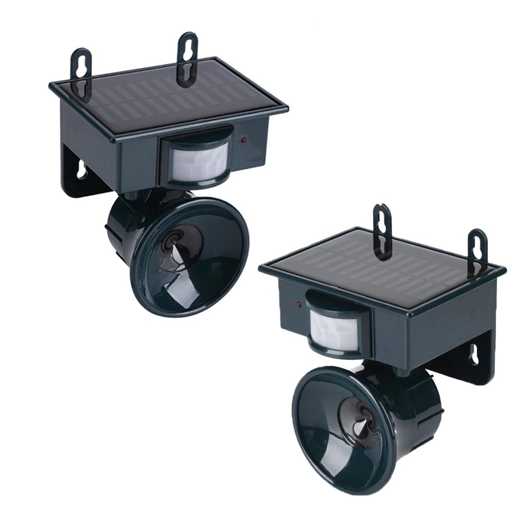 Repelente Solar Ultrassonico Kit 2 Uni Sensor Presença Movimento Afasta Pombo Aves Pragas Ratos