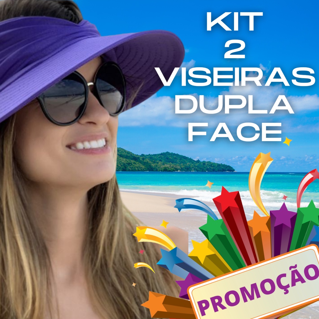Kit 2 Viseiras Feminina Turbante Moda Praia Piscina Dois Em Um Dupla Face Proteção Solar Solar UV