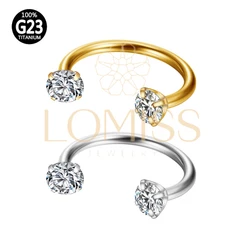 Piercing Ferradura Titânio 2 Zircônia Redonda Para Septo Helix Daith Mamilo Piercing Cartilagem 《Lomiss piercing》
