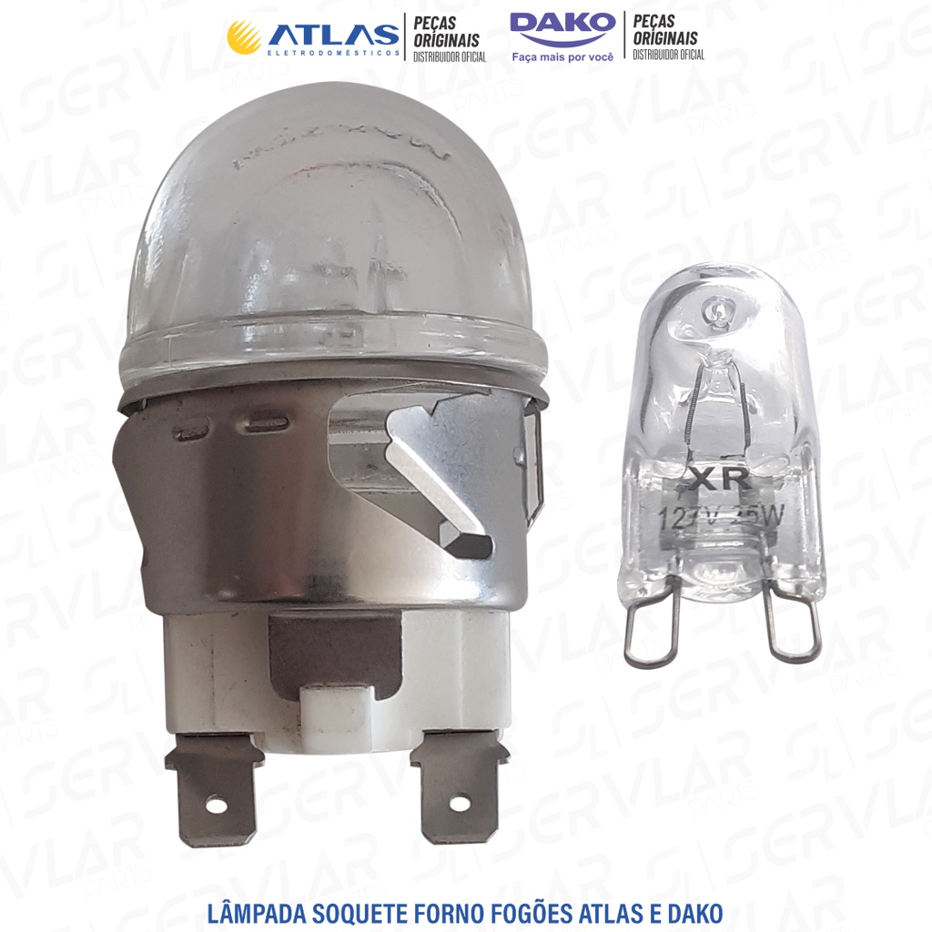 KIT COMPLETO PORTA LAMPADA SOQUETE DO FORNO FOGÃO DAKO/ATLAS