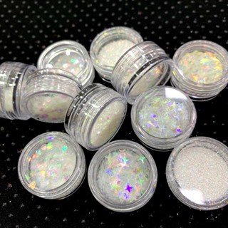 Kit 12 Glitter furta cor Flocado Unhas Nail Desing Decoração Mistura Borboleta Estrela Coraçao Lua /kolkolybeleza