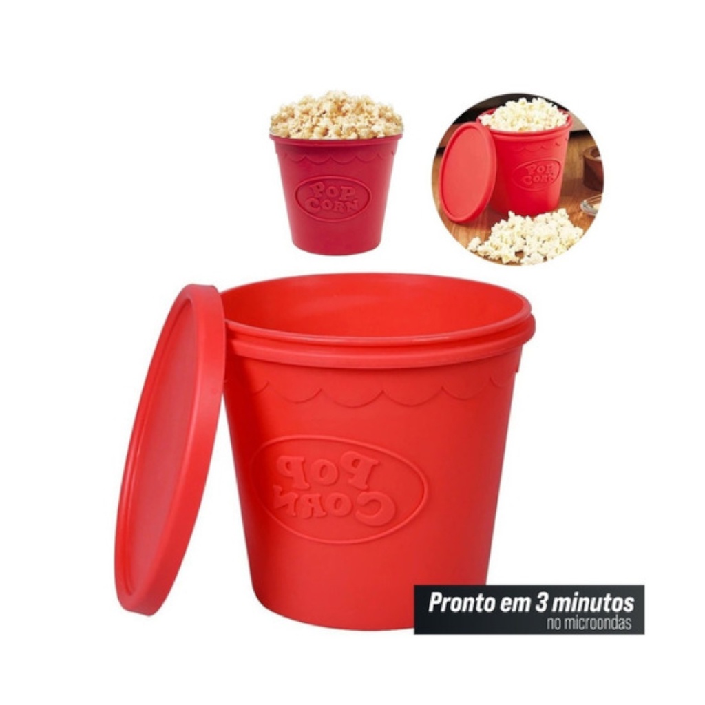 Pipoqueira Silicone Para Microondas Balde de Pipoca Sem Oleo com Tampa