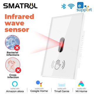 SMATRUL No Need Touch EWeLink WIFI Interruptor Inteligente De Luz De Parede IR Wave Sensor Infravermelho Brasil Painel De Vidro Ligar E Desligar Fio Neutro Da Lâmpada Para Alexa Google Home Tmall genie