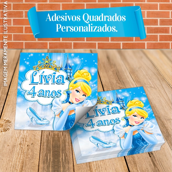 Adesivos Quadrados Personalizados Cinderela