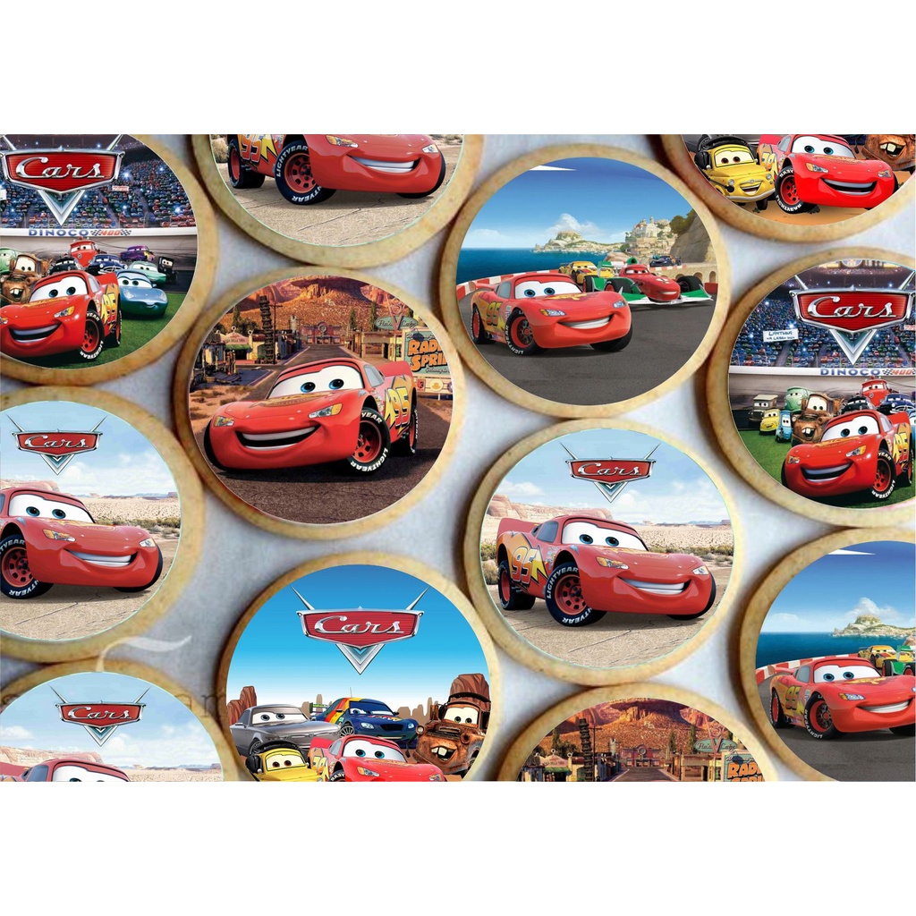 Papel arroz CORTADO para Pirulito de Isomalt ou Cupcake ou Bolacha ou Chocolate - Tema Carros Cars em Oferta na Shopee