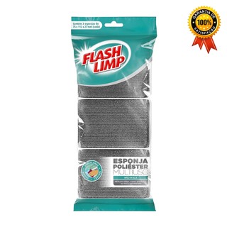 Esponja Poliester Multiuso 3 Pcs EP1416-3P Flash limp em Oferta na Shopee