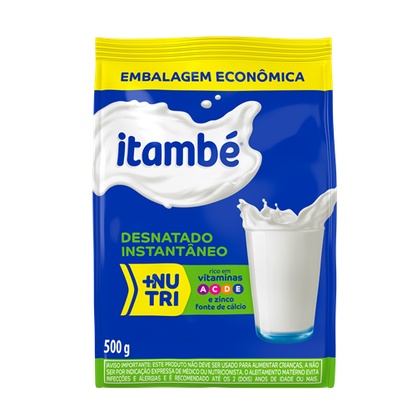 Leite Pó Instantâneo Desnatado Itambé Pacote 500g Embalagem Econômica