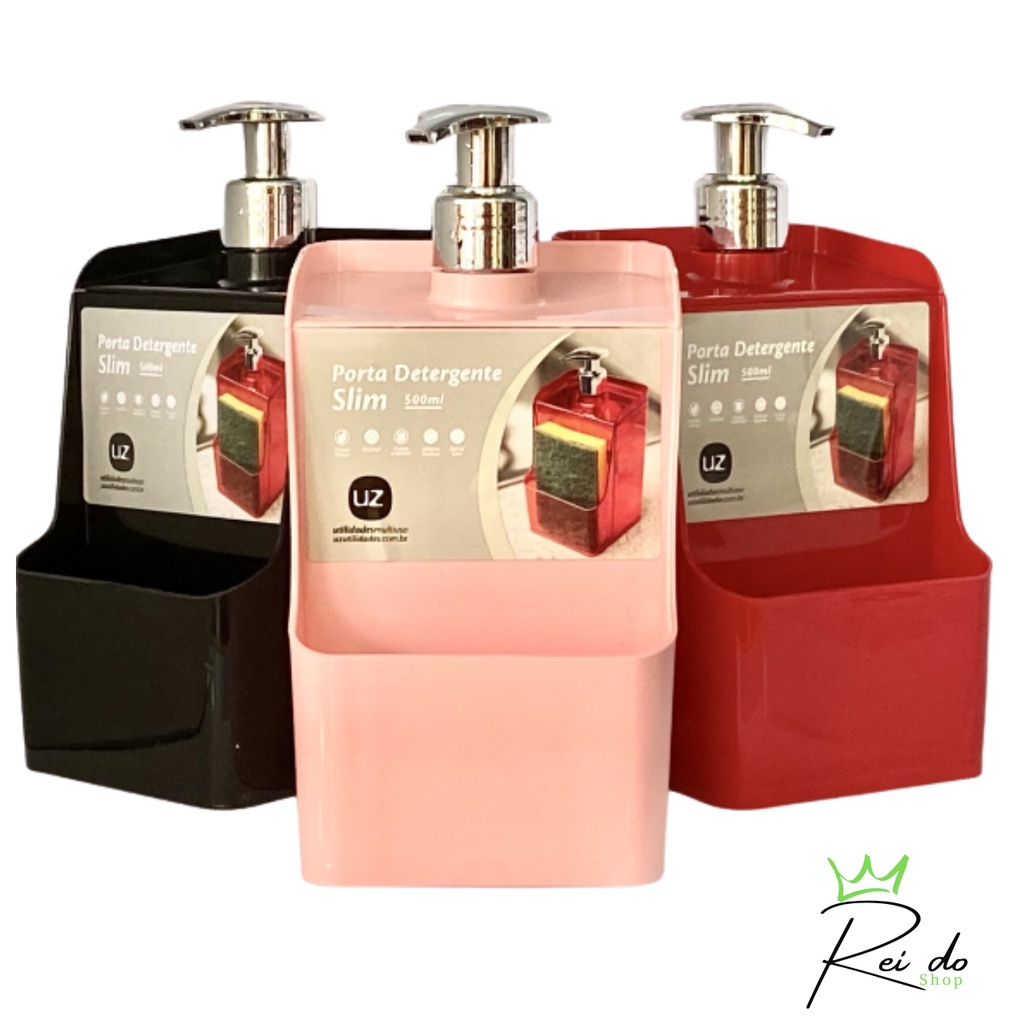 DISPENSER PORTA DETERGENTE E ESPONJA SLIM VÁRIAS CORES  UZ UTILIDADES