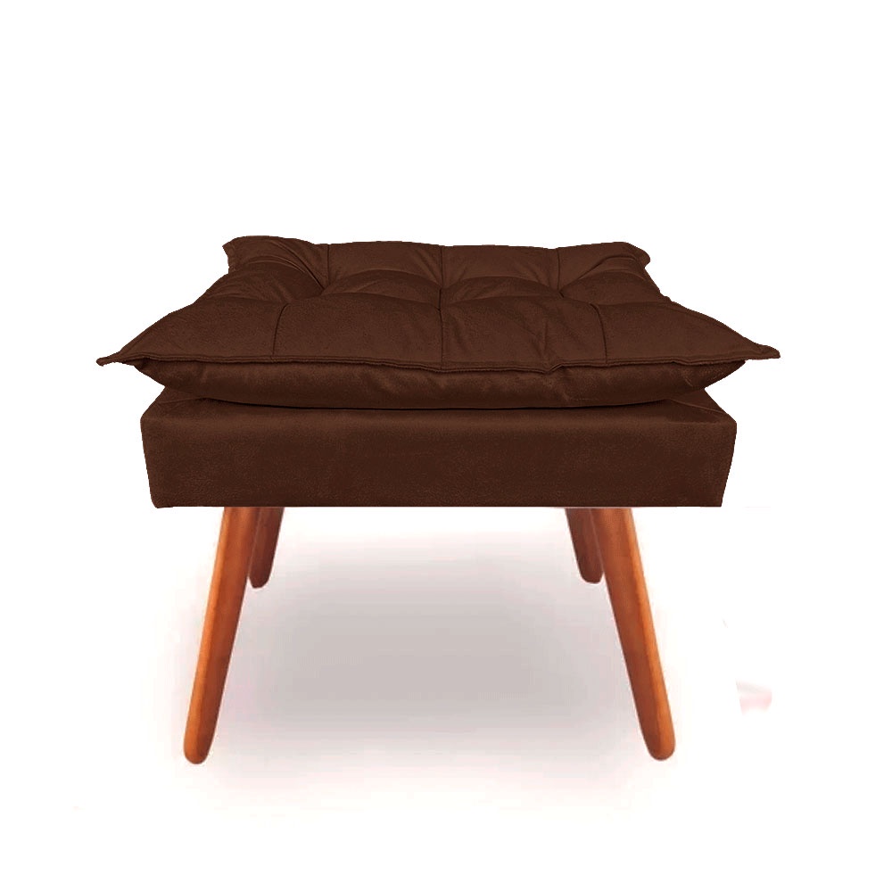 Puf Puff Opala Suede Marrom Pés Palito Castanho
