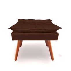Puf Puff Opala Suede Marrom Pés Palito Castanho