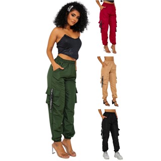 Calça Feminina Tactel Cargo 4 Bolsos Jogger Verde Militar