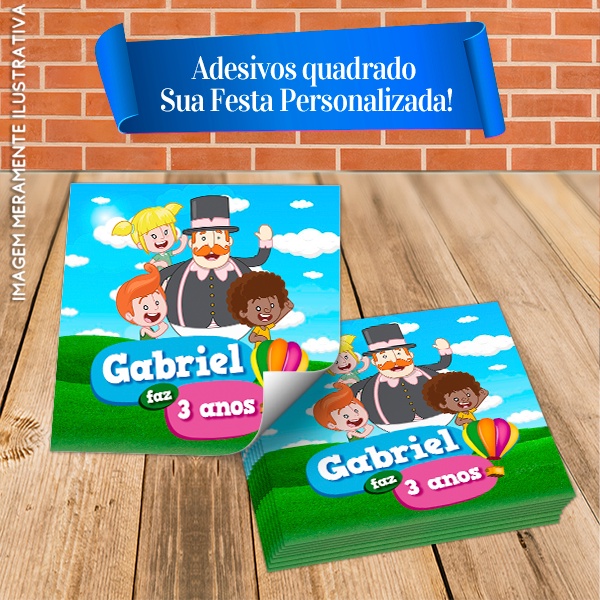 Adesivos Quadrados Personalizados Mundo Bita