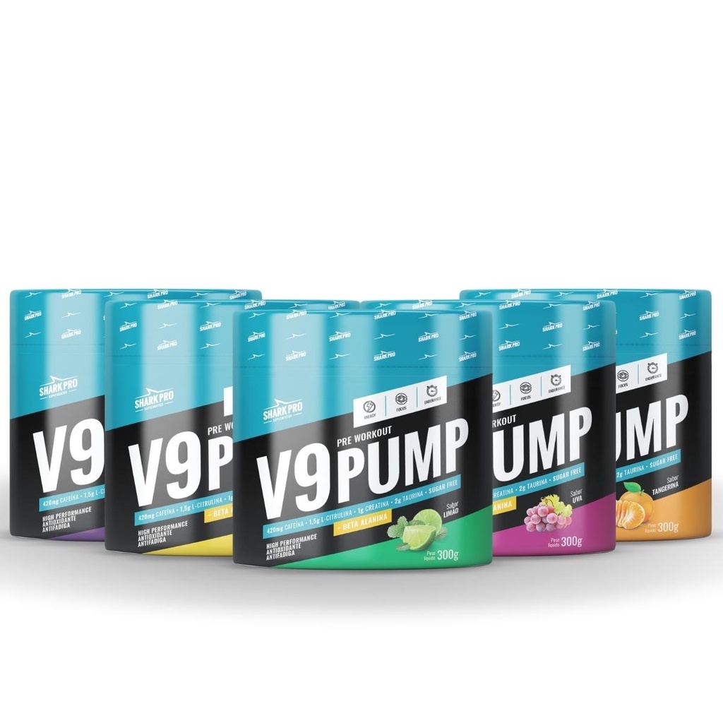 Pre Treino V9 150g / 300g Shark Pro - Pre Workout c/ Creatina / Beta Alanina / L Citrulina